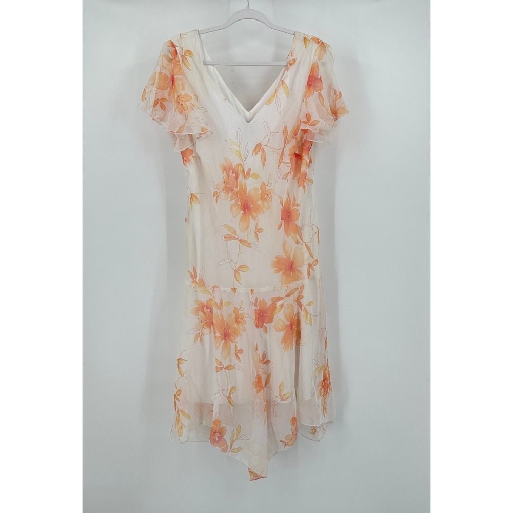 Los Angeles Woman Cottagecore Floral Midi Dress Sz 14W Shabby Chic Garden Party
